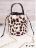 Leopard Print Plush Bucket Bag